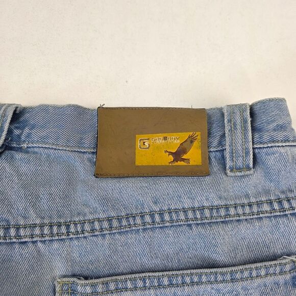 Vintage Y2K God Body Distressed Denim Shorts Baggy Wide Leg Jorts Mens Size 36 - Picture 9 of 11
